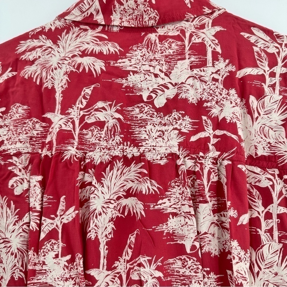American Eagle Button Down Women’s Tie Front Tropical Print Viscose Top Size L - Picture 4 of 14